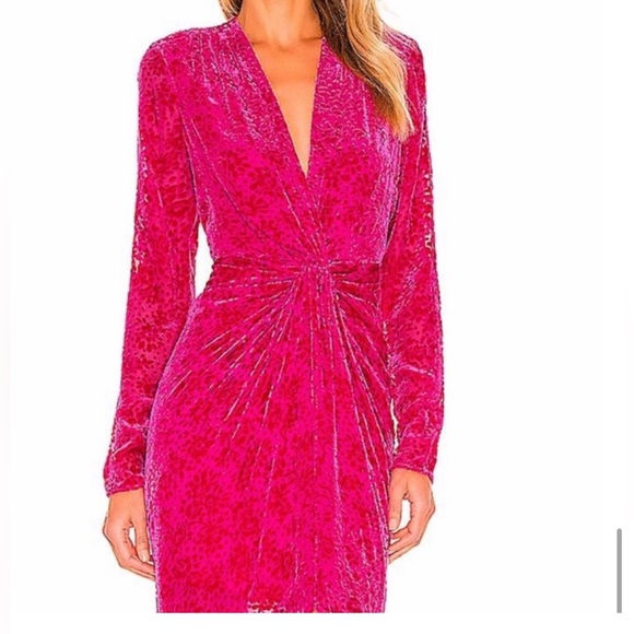 NWT Veronica Beard Ruthie Burnout Magenta Velvet Dress Gown Size 4 Women - Picture 6 of 7